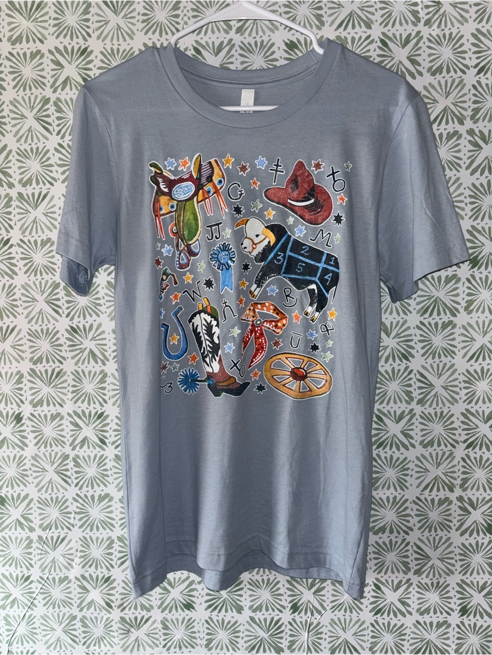 Western Graphic Tee - Light blue Western designs